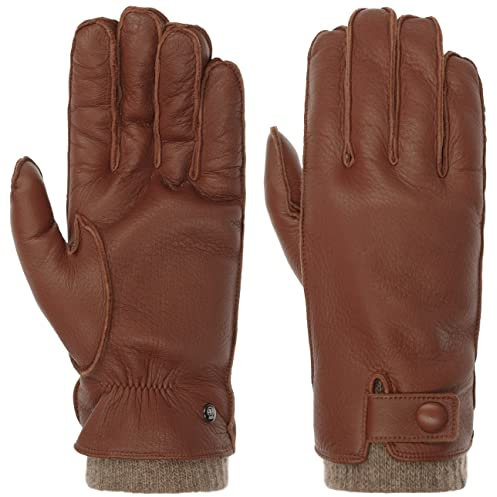 Roeckl Soft Button Lederhandschuhe Handschuhe Damenhandschuhe Fingerhandschuhe Herren - mit Futter Winter Herbst-Winter - 9 1/2 HS cognac