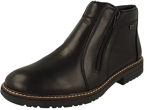 Rieker 33160-00 Bottes imperméables en cuir noir avec double fermeture éclair pour homme, Noir , 41 EU