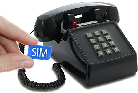 Opis Technology PushMeFon Mobile 4G stationär telefon, svart | Stora knappar, stark metallklocka och ringsignal. Gratis SIM-kort och VoLTE, större.