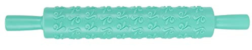 Tissting 14.4in Teigroller Silikon Nudelholz Präge Nudelholz Graviert 3D Nudelholz Muster Prägung, geprägte Nudelhölzer, Für Dekorationen, Fondant, Teig(Cyan)