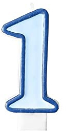 Geburtstagskerze mit Zahl 1 Hellblau, Wachskuchen für Männchen, für Jahrestag, Party, Anlass, Pensionierung, Jungen, Mädchen, Blau – Höhe 7 cm