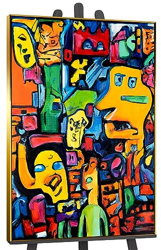 YS-Art Pop Art Abstrakt Design Acryl Gemälde auf Leinwand Mosaik der Identität handgemalt Wandbilder Wohnzimmer modern Wohndekor Bilder echte Kunst 140x100 cm