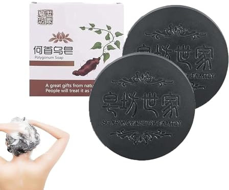 BAInuai Sapone Shampoo Polygonum Multiflorum, Favorisce la Crescita dei Capelli Neri e Spessi, Previene la Caduta, Naturale (2 Pezzi)
