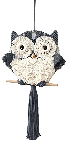 Eule Makramee Wandbehang Wandteppich, 70*35cm Handgefertigt Gewebtes Eule Wandteppich Wandkunst Wanddekoration Haus Dekoration Chic Home Decor Geschenke Apartment Schlafsaal Raumdekoration- Grau