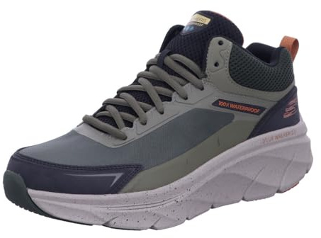 Skechers Herr D'lux Walker 2.0SHOES, Oliv ko läder nät Tpu orange trim, 42.5 EU