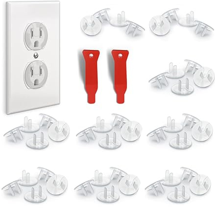 BABY PROOF ME 48 Pack Outlet Covers Baby Proofing, Provide Shock Prevention and Easy Installation, Safe and Secure Plastic Plug Covers for Power Sockets (48 Outlet Covers)