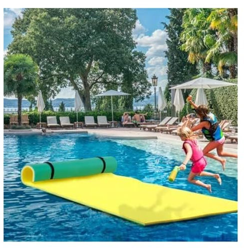 Llchaensc Wasser-Schwimmmatte Schwimmender Teppich Für Pool-Float, Aufrollbare Wassermatte Wasserhängematte Sommer Pool Floß Liege, Float Lounge Für Erwachsene,Orange,180X55X3.3cm