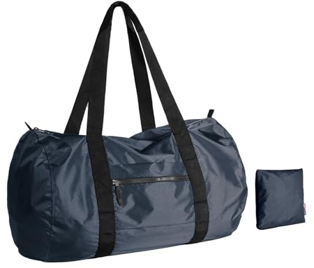 Pack All Bolsa de Duffel Plegable de 45L, Bolsa Deportiva Resistente al Agua, Bolsa Portátil para Fin de Semana Ligera para Viajes, Ejercicio y Acampada (Azul Marino)