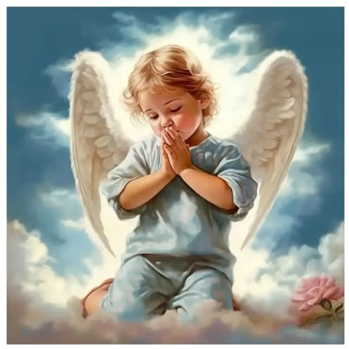 DOUKOYEE Diamond Painting Kinder Erwachsene Angel Bilder DIY 5D Diamantmalerei Stickerei Kits Handwerk Home Wanddekoration Wohnzimmer Baby Schlafzimmer Eingang Dekoration (E)