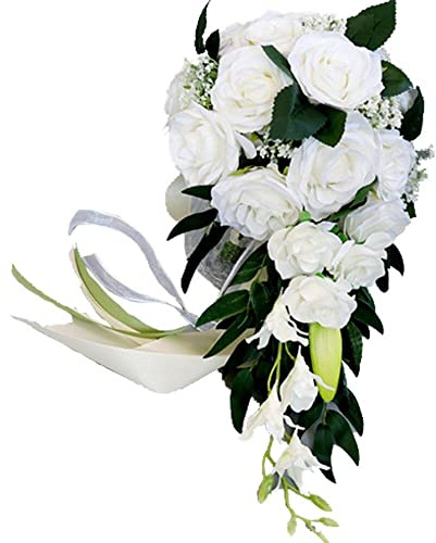 Hochzeits-Wasserfall-sträuße, Langer Künstlicher Blumenstrauß, Brautstrauß Blumen, Romantischer Rosenstrauß Für Jubiläumsparty-Dekoration