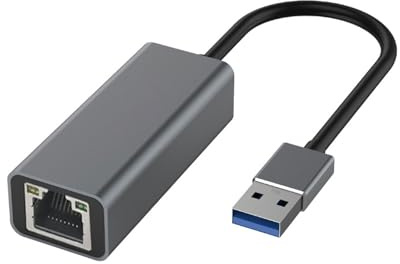 WUUISDNX Tarjeta de Red USB de Velocidad para Juegos y descargas, fácil aleación de Aluminio, Controlador de 1000M, Tarjeta de Red Gratuita, Ordenador portátil y Oficina, USB (Gris)