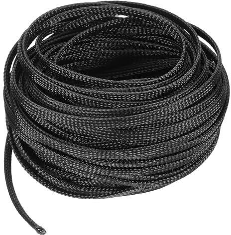 QUARKZMAN Câble Gaine,1/4 Pouce -100 Pieds Pet Câble Tressé Manchon, Extensible Câble Tressé Housse pour TV/Ordinateur/Maison Cinéma/Autre Maison Appareil Câble - Noir