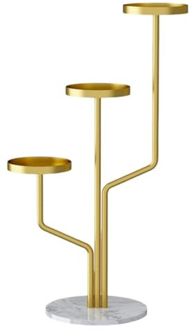 Pflanzenregal Blumentreppe Blumenständer Blumenständer Aus Marmor Und Eisen, Blumentopfständer, Wohnzimmer, Bodenstehend, Mehrschichtiges Pflanzenregal Pflanzenständer Blumenregal Blumenbank(Gold)