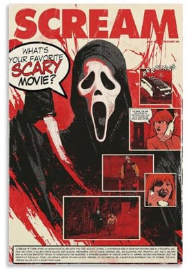 Mensise Scream 1996 Poster de film vintage sur toile pour chambre à coucher - 30 x 45 cm
