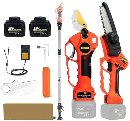 YYRHD-CZ Potatori Elettrici Portatili Senza Fili, Tagliasiepi da 25 V con Asta Telescopica, Motosega Elettrica da 5 Pollici(Pruner Saw Color Box)