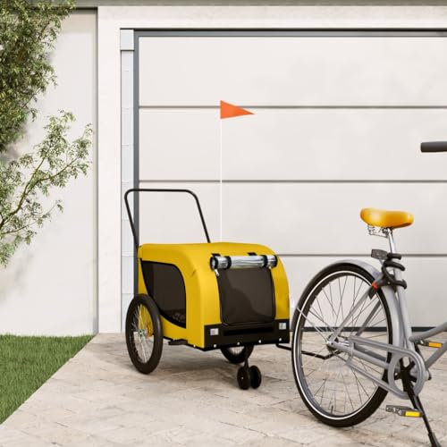 Xichuzi Fahrradanhänger Hunde Gelb und Schwarz Oxford-Gewebe & Eisen, Fahrrad Anhänger, Lastenanhänger, Handwagen, Fahrrad-lastenanhänger, Lastenfahrrad - 94029
