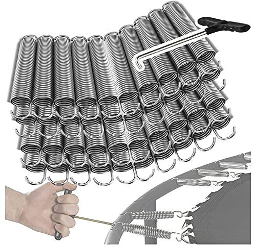 Juego de 40 resortes de repuesto resistentes (13 cm) con 1 tensor para cama elástica de jardín, resortes duraderos de alto rendimiento para una diversión de salto segura