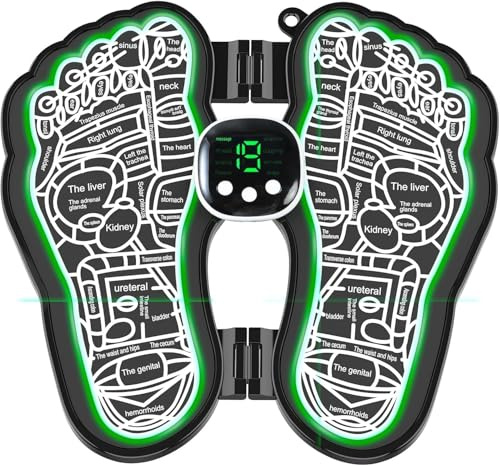 EMS Foot Massager,Folding Portable Electric Massage Mat,8 Modes 19 Intensities Relax Muscles,Reflexology Electronic Foot Massager Machine for Pain and Circulation Foot Booster,USB Rechargeable