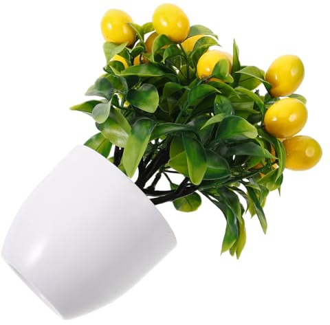 OSOLADY Petit citronnier artificiel réaliste en pot pour la décoration de la maison et du bureau, nécessite peu d'entretien, fabrication soignée