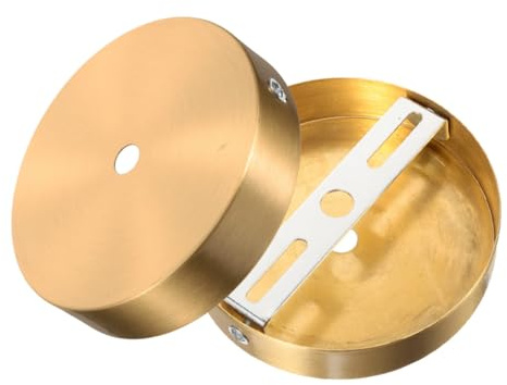 SEWACC Brass Ceiling Light Fitting Mounting Base 2pcs Ceiling Canopy Plate with Sturdy DIY Assembly for Pendant Lights and Wall Lamps for Living Room