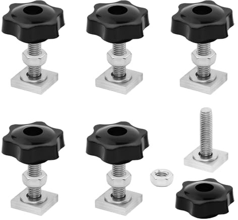 BEASAFY 6 Stück T-Nut Adapter M8 x 35mm, Nutsteine Dachträger mit T Nutensteine und Sterngriffmutter Unterlegscheiben Muttern, für Dachträger Relingträger Dachbox
