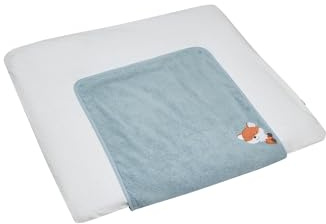 Sterntaler Wickelauflagenbezug Fuchs Filou 80x90cm - saugfähige Baumwolle mit abtrennbarem, wasserundurchlässigem Frottee-Mittelteil - niedliche Applikation - Baby Zubehör für Wickeltisch, graublau