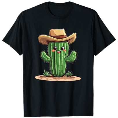 Smiling Cactus with Cowboy Hat Design for Adults and Kids T-Shirt