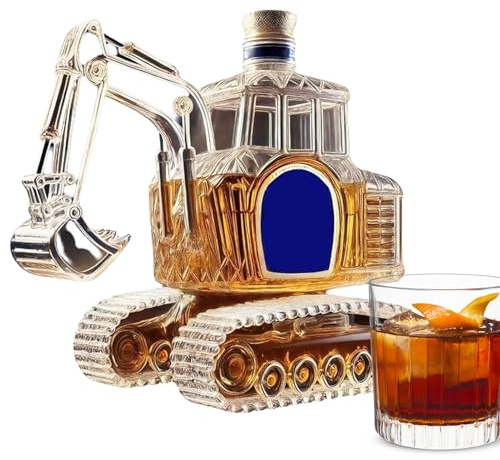 Botella de licor | Botella de whisky excavadora | Decoración de vidrio Hombres Vacíos Papá Bar Cocina Casa Fiesta Cena Boda Cumpleaños Colección de regalos