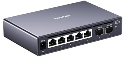 XikeStor Conmutador gestionado de 7 puertos 2.5G 5 x 2.5 GbE RJ45 + 2 x 10G | VLAN/LACP/QoS, gestión web, carcasa metálica sin fans, sobremesa/montaje en pared para NAS, PC de juegos
