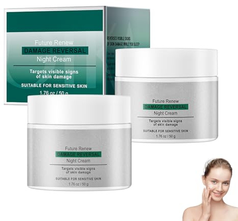 2 stycken Anti-aging nattkräm, stramande och återfuktande, främjar nattlig hudstrålning, inklusive gratis mini-silikonborste