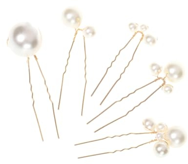 PRETYZOOM Lot de 5 Épingles à Cheveux de U Dorées Perles Accessoires Élégants pour Coiffure de Mariage Décoration Cheveux de Mariée Fourchettes Confortables pour Fêtes et Banquets