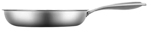 OSOLADY Padella a Nido D'ape in Acciaio Inox 24 Cm Antiaderente per Uova e Bistecche, Compatibile Piani Cottura a Induzione a Fiamma, Padella Wok Versatile per Cucina Casalinga