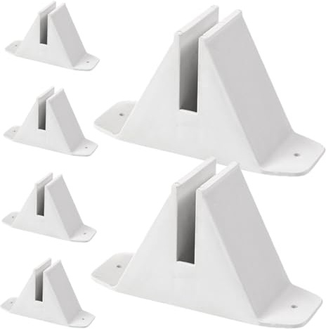 Angoily 6pcs White Plastic Fence Post Bases Triangle Support Feet for Garden Picket Fence, Pet Gate Support, and Room Divider Stands, Anti-tip Brackets for Outdoor Lawn Panels