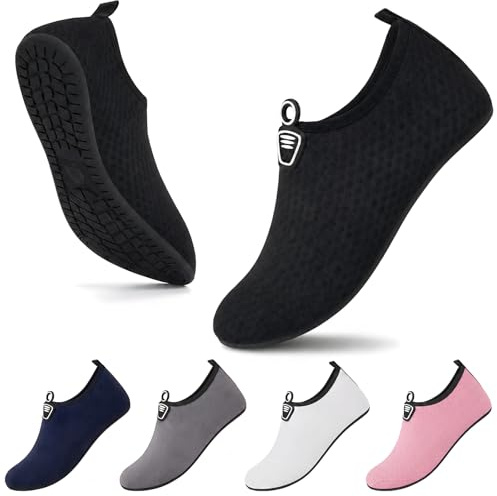 InfiniZer Scarpe da acqua da donna e uomo, ad asciugatura rapida, antiscivolo, per nuoto, surf, mare, piscina, yoga, Nero , 39 1/3 EU