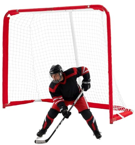 VEVOR Street Hockey Goal 142 x 113 cm for Street and Roller Hockey Training, Hockey Net with Metal Frame, Field Hockey Goal for Indoor and Outdoor, Portable Inline Hockey Goal for Garden, Garage