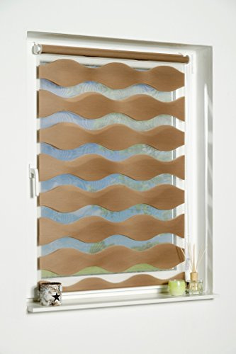 K-home Klemmfix Doppelrollo Welle ohne Bohren - Taupe 60 cm x 150 cm (B x L)