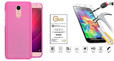 Coque en gel silicone TPU souple + film en verre trempé anti-choc 9H (RNE-L01 RNE-L21) 5,9 (Fuchsia