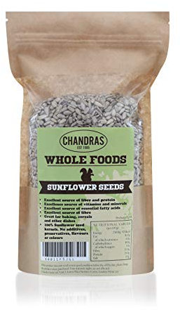 Chandra Whole Foods – Raw Sunflower Seeds 1KG – Low-Carb High Fibre Sunflower Seeds to Eat, for Baking, Cooking, Cereals & Smoothies - Gluten-Free & Keto, Rich in Protein, Vitamins & Nutrients