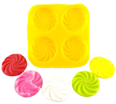 Swirl 4 Cavity Flexible Silicone Molds for Cream Cheese Mints, Chocolate, Fondant, Gummy, Fat Bombs, Ice Swirls, Soap, Buttercream, Butter, Candy Melts, Cookie Dough, Mousse