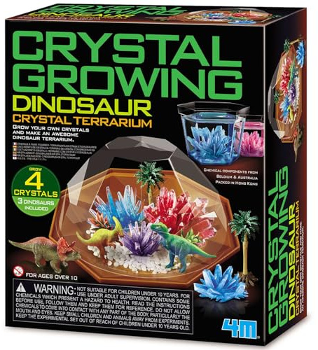 4M Crystal Growing: Kristalle züchten: Dinosaurier Kristall-Terrarium - Experimentierkasten Kinder ab 10 Jahre, Kristallzucht Wissenschaft Lernspielzeug DIY Bastelset