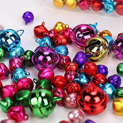 90 Stück Bunte Glöckchen Metallglöckchen,11.5mm 13.5mm 22mm Mix Klein Groß Schellen Glocken mit Öse für DIY Basteln Anhänger Haustier Schmuckherstellung Weihnachtendeko Armband Schlüsselanhänger