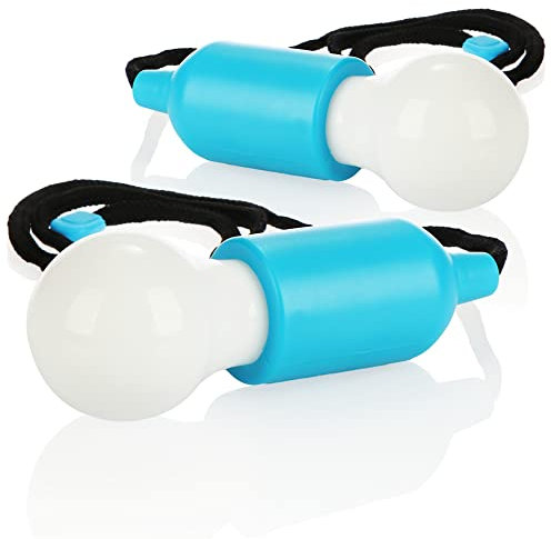 COM-FOUR® 2x Lampada a sospensione LED con interruttore a tirare - lampada lampadina a batteria per campeggio (02 pezzi - cordoncino - blu)