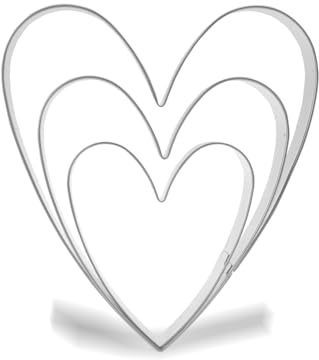 Heart Cookie Cutter Set - 5.2”,4.1”,3.5” - 3 Piece - Stainless Steel