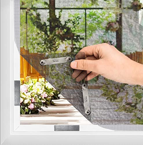 BKSAI Fliegengitter Fenster Insektenschutz Magnet ohne Bohren Moskitonetz Dachfenster Fliegenschutzgitter Zuschneibar für Innen und Außen Praktischer Magnetverschluss (100 * 130CM, Schwarz)