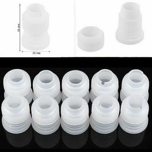 20Pcs Piping Nozzles Coupler Icing Bag Adaptors Couplers Converter Cake Decorating Tools for Icing Piping Cake Cupcake Decorating Tip Adaptor White Nozzle Set Adapter Converter Decor Tool Pack of 20