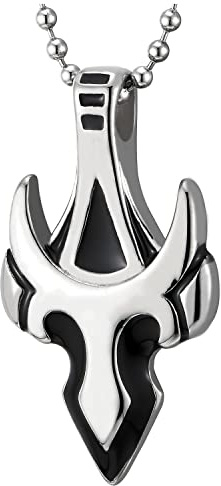 COOLSTEELANDBEYOND Edelstahl Schild Pfeilspitze Design Anhänger Halskette für Herren mit 60CM Kugelkette