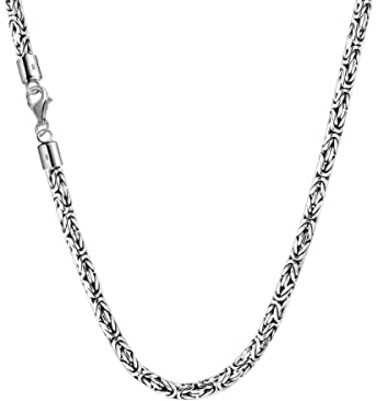 Edellis Massive 925 Sterling Silber Königskette handgearbeitet Herren Halskette, Dicke 3,2mm, Länge 50cm / 60cm, mit Schmuckbox (60 cm)