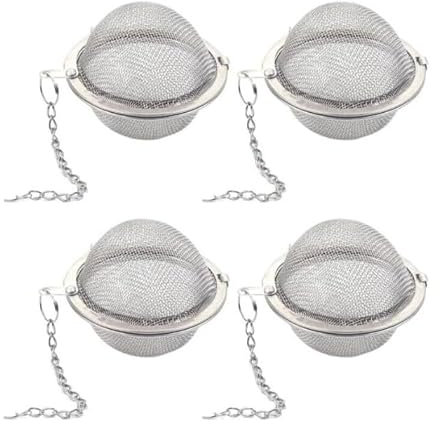 Bolas Infusor, Bolas De Infusor De Colador De Té, 4 Piezas Coladores de Té de Acero Inoxidable, con Gancho de Cadena Extendido y Malla Extrafina, Ø 4,5cm