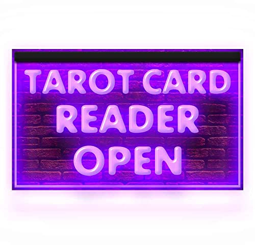 180087 Tarot Card Reader Psychic Open Shop Window Decor Display LED Light Neon Sign (12 X 8, Purple)
