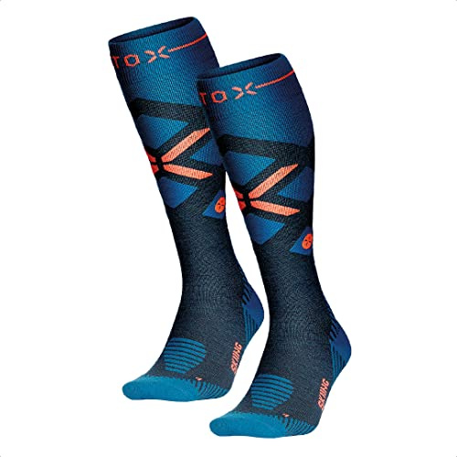 STOX Energy Socks Chaussettes de Ski pour Homme 2 Paires, Bas de Contention en Laine Mérinos, Chaussettes de Compression Chauffantes Hommes, Compression Socks Thermiques de Ski et Snowboard
